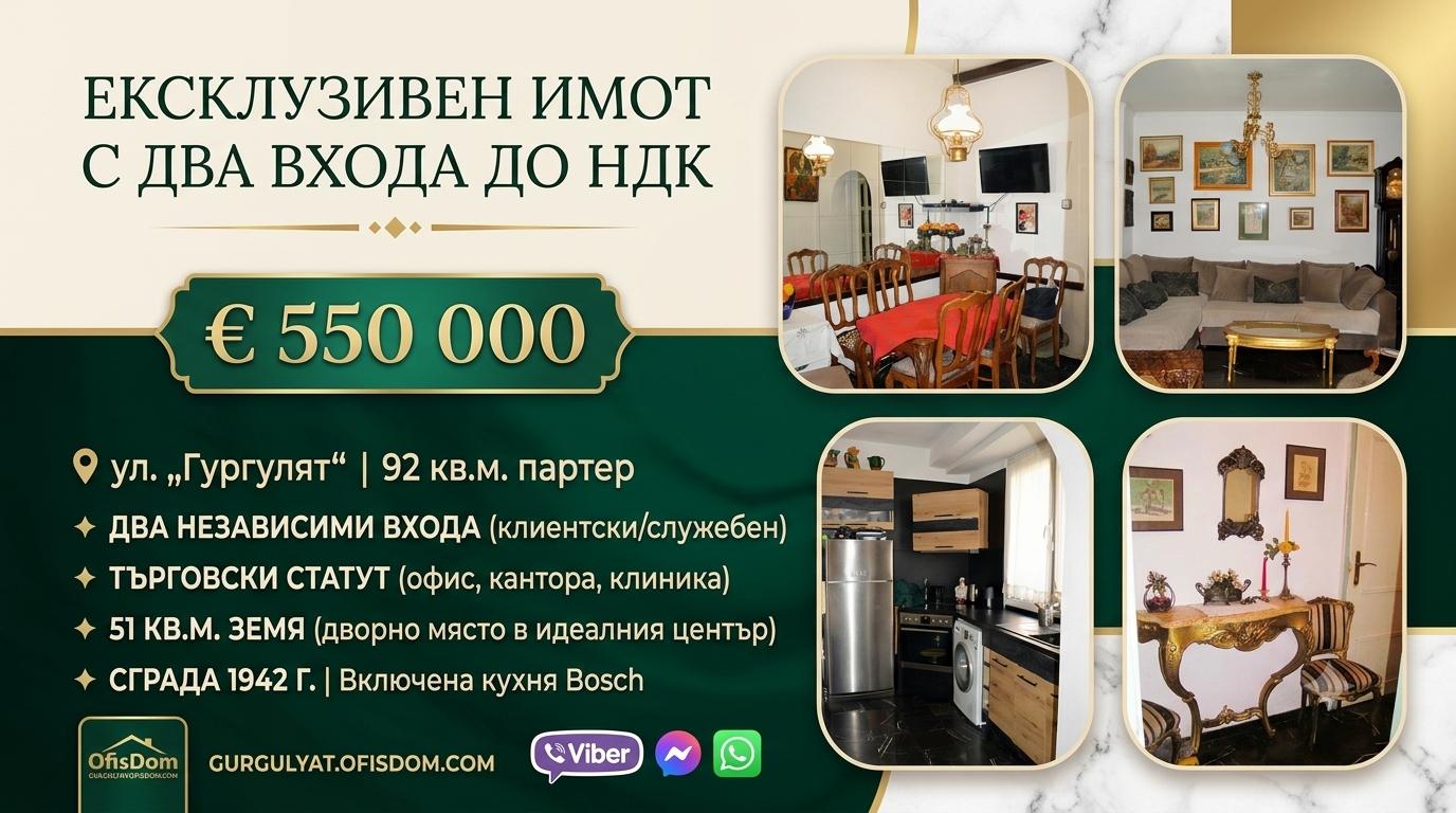 Ексклузивен имот с два входа и търговски статут до НДК Ексклузивен имот с два входа и търговски статут до НДК